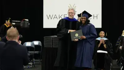 Wake Tech President Dr. Scott Ralls speaks at the commencement ceremony.