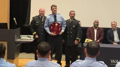 Twenty cadets graduated from the Career in a Year Fire Academy, a partnership between Wake Tech and Wake County, on June 18, 2025.