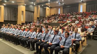 Twenty cadets graduated from the Career in a Year Fire Academy, a partnership between Wake Tech and Wake County, on June 18, 2025.