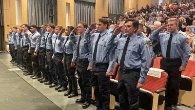 Twenty cadets graduated from the Career in a Year Fire Academy, a partnership between Wake Tech and Wake County, on June 18, 2025.