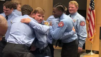 Twenty cadets graduated from the Career in a Year Fire Academy, a partnership between Wake Tech and Wake County, on June 18, 2025.
