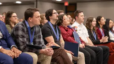 Wake Tech President Dr. Scott Ralls speaks to students who completed the non-degree Emergency Medical Technician–Paramedic program.