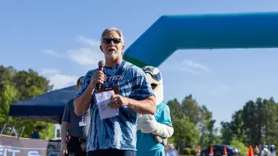 Wake Tech President Dr. Scott Ralls thanks sponsors and supporters of Reach, Rally & Run.