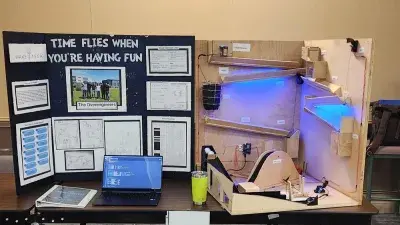 Over-Engineers won first place in the Rube Goldberg Machine Competition., 