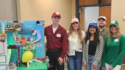 Over-Engineers won first place in the Rube Goldberg Machine Competition., 
