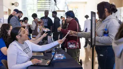 People line up to attend Wake Tech's Spring 2026 Open House.