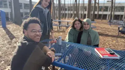 A Wake Tech student on the first day of classes for the Spring 2026 semester.