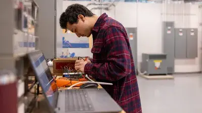 A Wake Tech student on the first day of classes for the Spring 2026 semester.