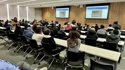 A Wake Tech student on the first day of classes for the Spring 2026 semester.