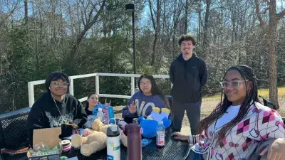 A Wake Tech student on the first day of classes for the Spring 2026 semester.