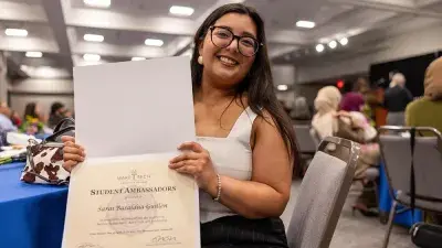 Wake Tech President Dr. Scott Ralls speaks to students and guests at Student Leadership and Torch Awards ceremony