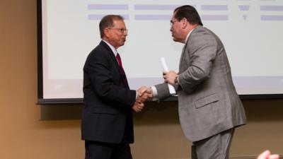 Virginia Parker, Associate Executive Director Wake Tech Foundation; Dr. Stephen Scott, WTCC President