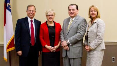 Virginia Parker, Associate Executive Director Wake Tech Foundation; Dr. Stephen Scott, WTCC President