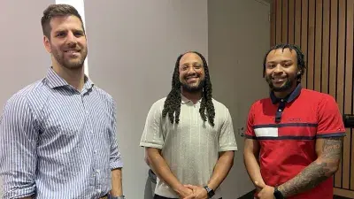 Anthony Lucas, head of Wake Tech's Cybersecurity program, speaks at a ceremony honoring the first cohort of students to complete the Sentinel Cybersecurity Bootcamp.