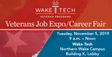 Tuesday, November 5, 2019 9 a.m. – Noon Wake Tech - Northern Wake Campus Building K, Lobby